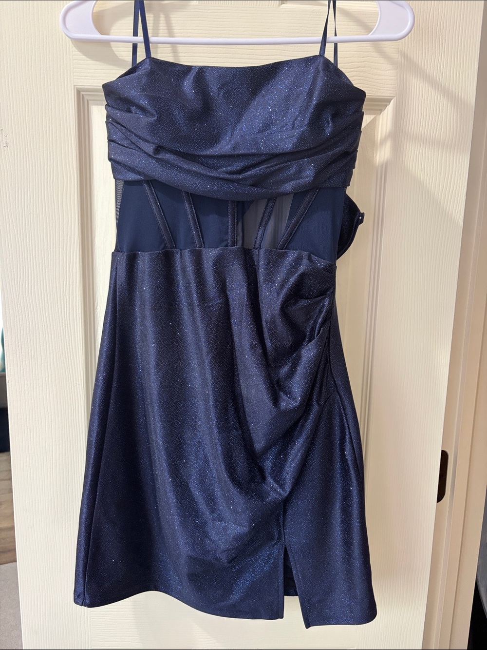 Navy Sparkle Strapless Cocktail Dress